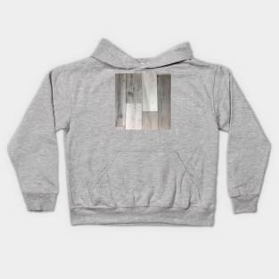 geometric minimalist cubism grey white washed barn wood Kids Hoodie